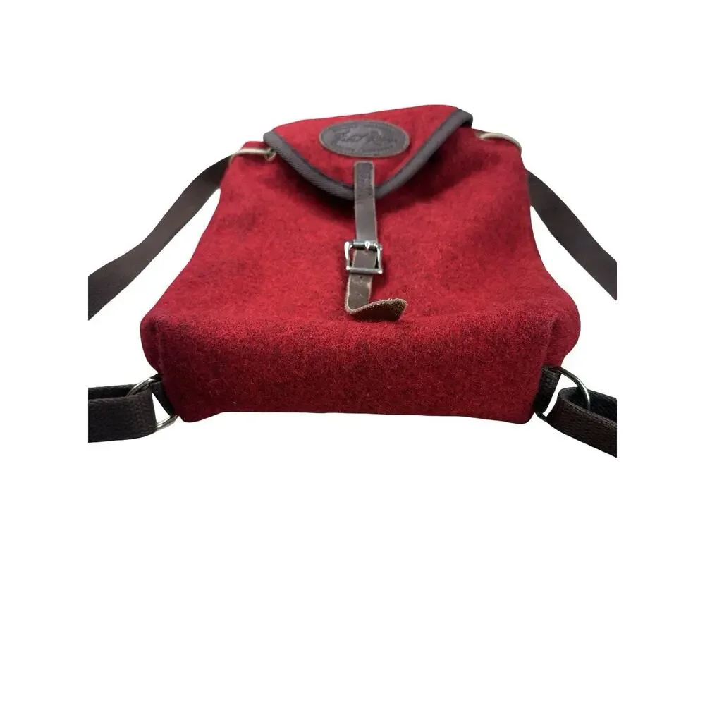 Frost River Red Wool Felt Leather Drawstring Backpack Made in USA Duluth MN